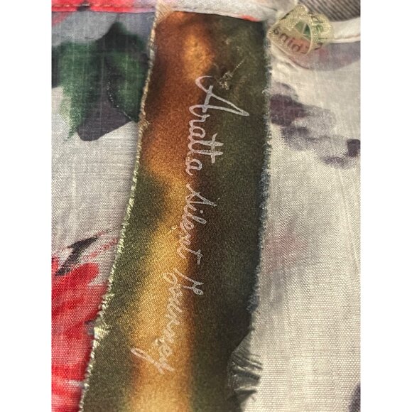 Size Medium ARATTA SILENT JOURNEY FLORAL PLAID SEMI-SHEER TOP Shirt Blouse - Picture 6 of 11